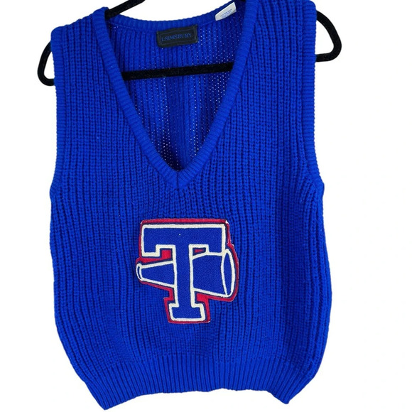 Vintage Sweaters - Vintage letterman sweater vest Medium. Cheer, homecoming T